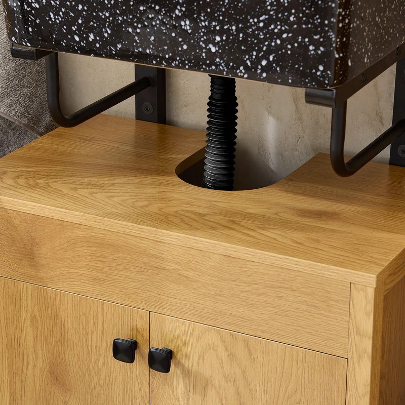SoBuy BZR98-SN Meuble sous-Lavabo, Meuble sous-Vasque à 2 étages réglable et 2 Portes de Salle de Bain