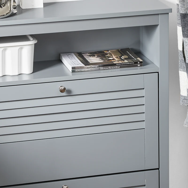 SoBuy FSR152-HG Armoire à Chaussures 2 Abattants, Rangement pour Entrée Couloir – 80x25x108 cm, Gris