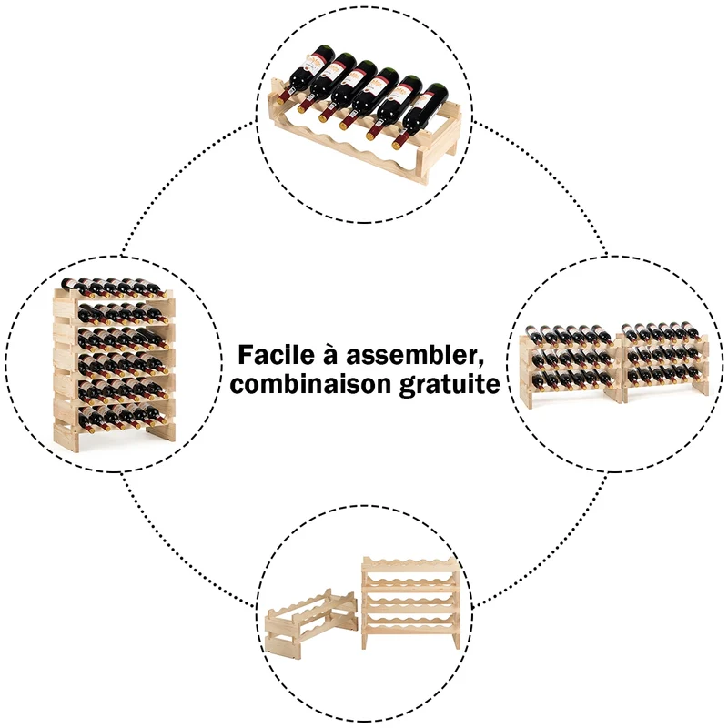 Costway - Etagere a Vin, Range Bouteille, Casier a Bouteille, Porte Bouteille, de 36 Bouteilles Porte-vins et Etagère de Présentation à 6 Couches