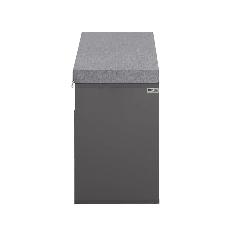 SoBuy FSR45-DG Banc de Rangement à Chaussures Bottes avec Coussin Rembourré Meuble d'Entrée Confortable Etagère à Chaussures