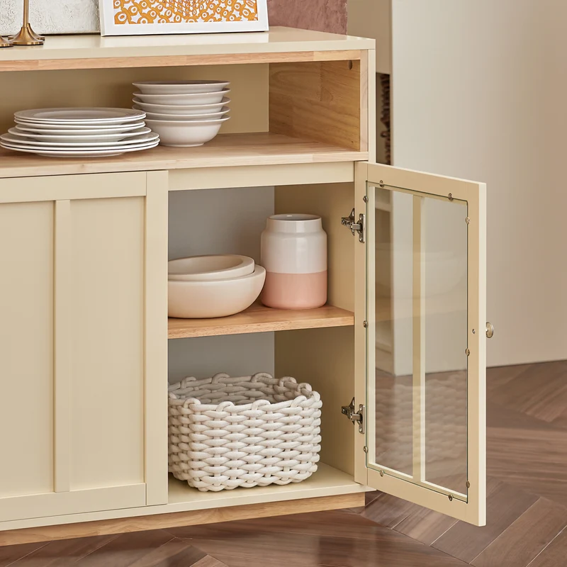 SoBuy FSB80-MI Buffet Placard de Cuisine Meuble de Rangement Armoire de Cuisine Multi-rangements avec 3 Portes Meuble d'entrée Meuble latéral