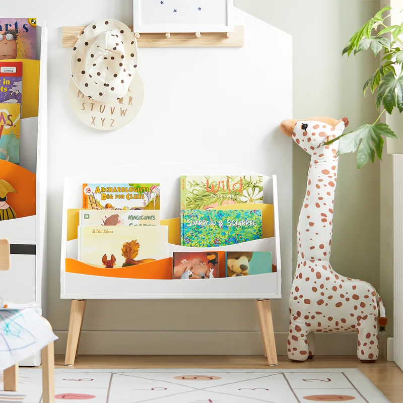 SoBuy KMB63-W Bibliothèque pour Enfant, Étagère à Livres avec 4 Compartiments Ouverts