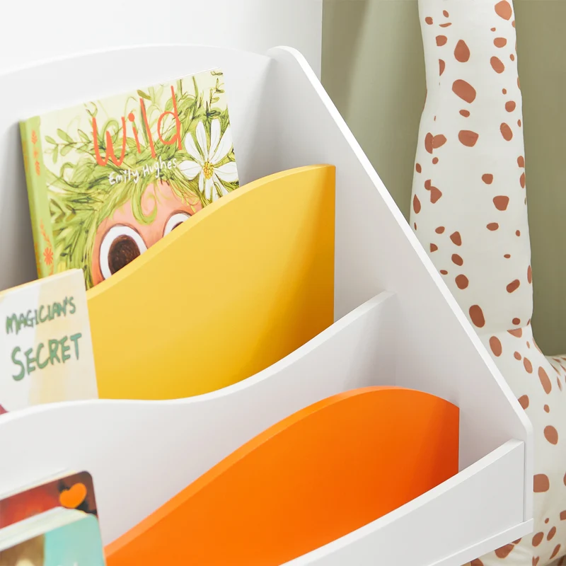 SoBuy KMB63-W Bibliothèque pour Enfant, Étagère à Livres avec 4 Compartiments Ouverts