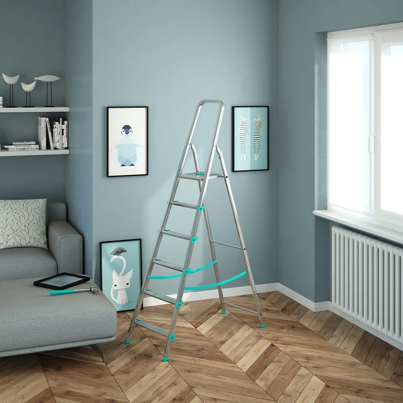 Colombo LIBELLULA - Escabeau, 6 marches, Escabeau Sécurisé, Escabeau Pliable, Hauteur 129 cm, Charge max. 150 kg, Aluminium, Fabriqué en Italie