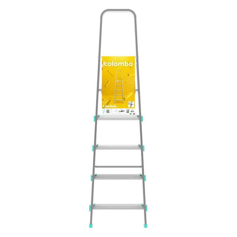 Colombo LIBELLULA - Escabeau pliable sécurisé 5 marches, hauteur 106 cm, charge maximale 150 kg, aluminium, fabriqué en Italie