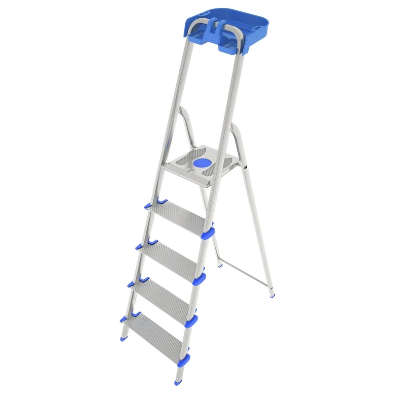 Colombo ATLANTICA - Escabeau pliable 4 marches extra-larges de 12 cm, plateau porte-outils, charge maximale de 150 kg, aluminium