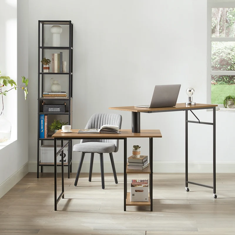 SoBuy FWT93-F Bureau Informatique Bureau Rotatif 360°, Bureau d'angle, Bureau Assis Debout