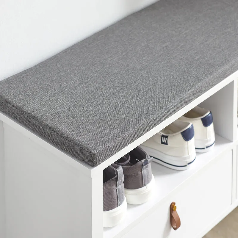 SoBuy FSR106-W Banc à Chaussures avec Coussin Rembourré et Rangement pour Entrée Couloir – 90x30x46 cm, Blanc