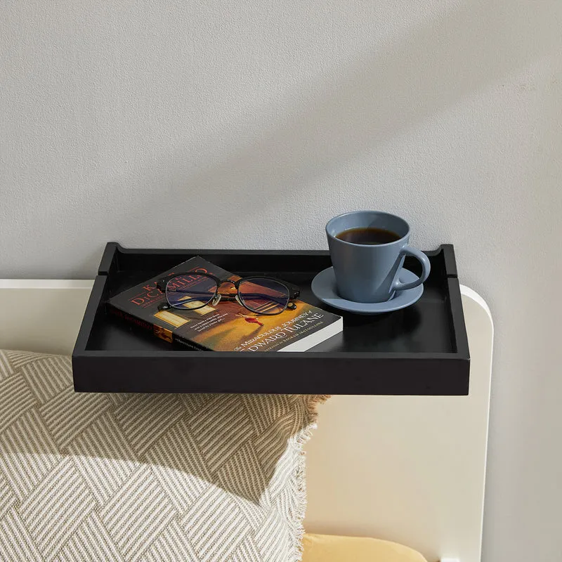 SoBuy NKD01-SCH Tablette de lit Amovible à encoches câbles - Plateau en Bambou pour Livres, Smartphones & Lunettes - Adapté aux Cadres de lit de 1-3cm 36x25x9cm