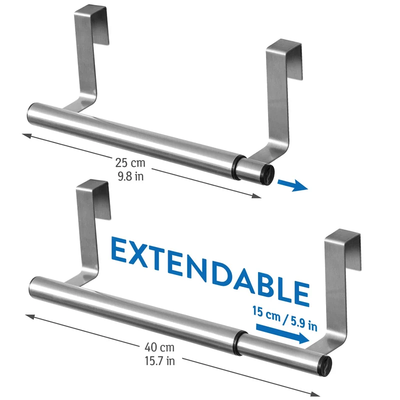 Tatkraft Spread – Porte-serviettes extensible en acier inoxydable à suspendre sur porte de placard, 25–40 cm