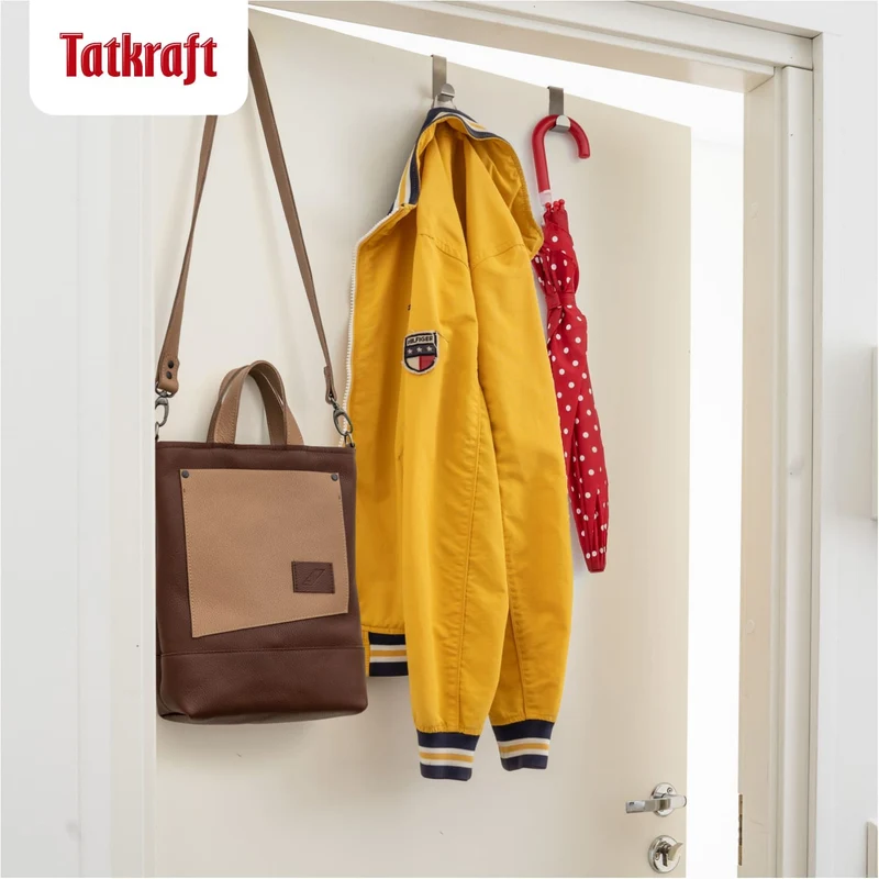 Tatkraft Seger – Lot de 6 crochets de porte réversibles en acier inoxydable, jusqu’à 5 kg chacun