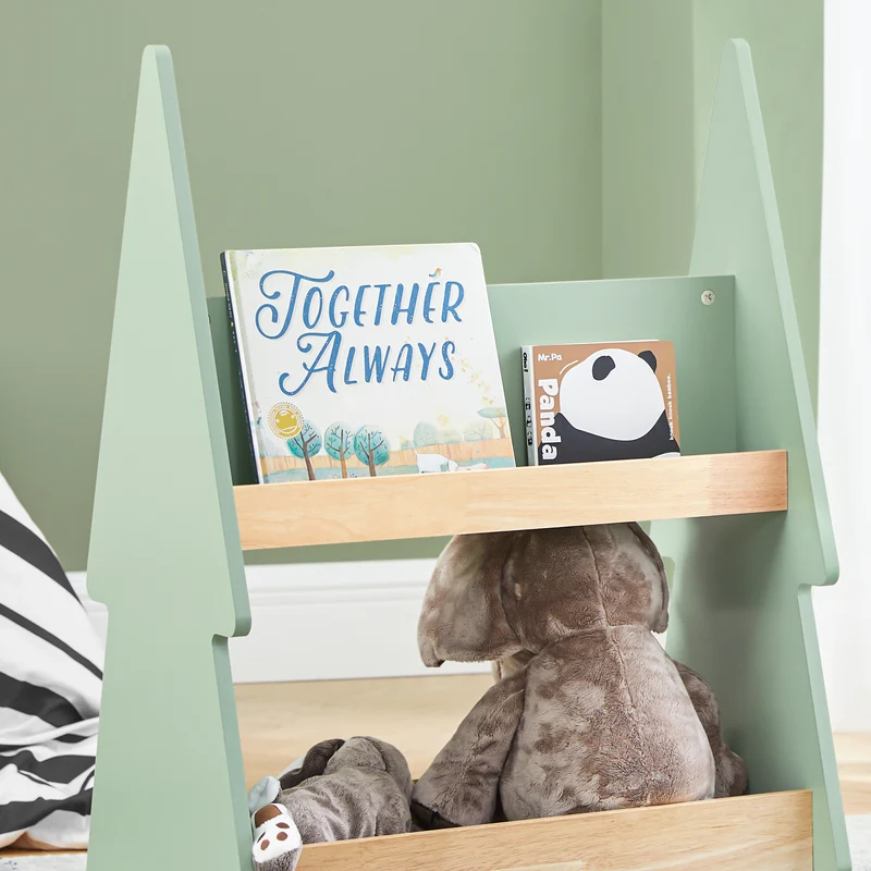 SoBuy KMB99-GR Bibliothèque Enfant à roulettes Étagère à Livres Enfant Étagère pour Chambre d'enfant avec 3 étagères et 4 roulettes
