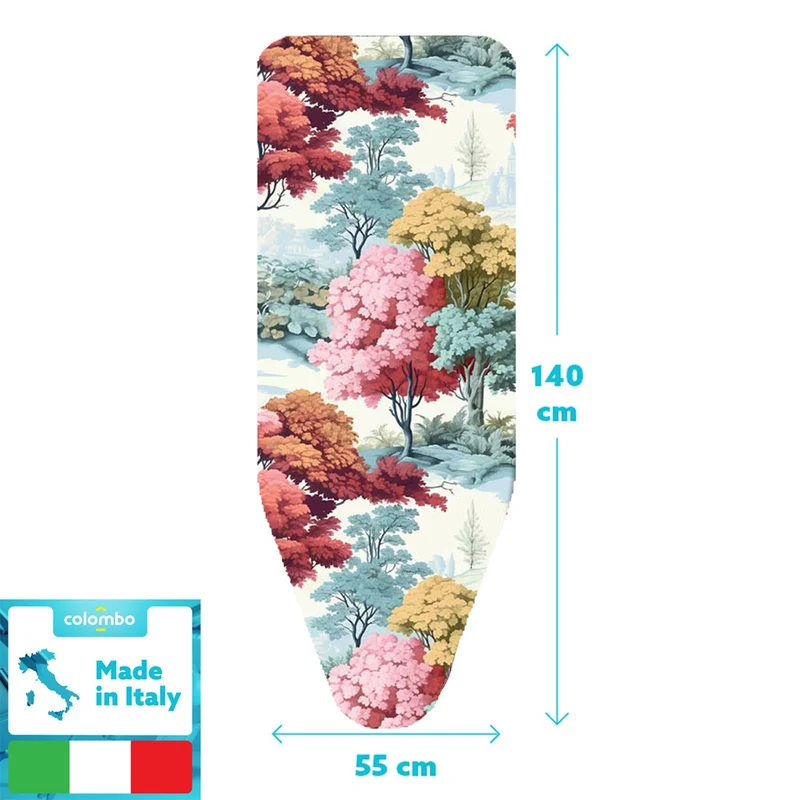 Colombo Autumn Vibes - Housse table à repasser, format XL 140 × 55 cm, 100 % Сoton et Molleton épais, avec clip de fixation, Fabriquée en Italie