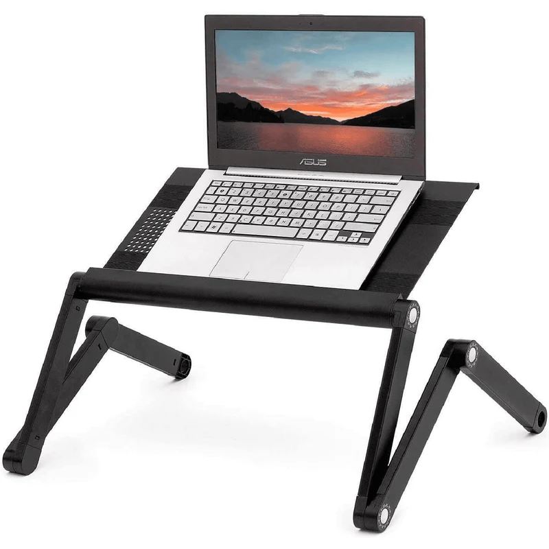 WonderWorker Nobel – Table pliante réglable pour ordinateur portable 7–17 pouces, aluminium, jusqu’à 15 kg, noire