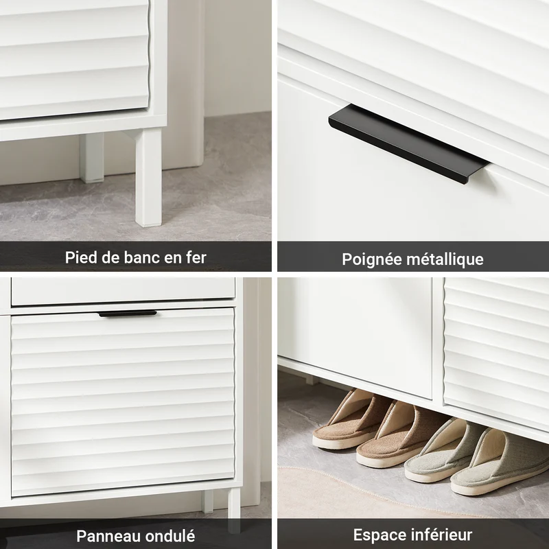 SoBuy FSR197-W Meuble à Chaussures Gain de Place Ultra-Slim 19cm – Entrée Étroite – Blanc