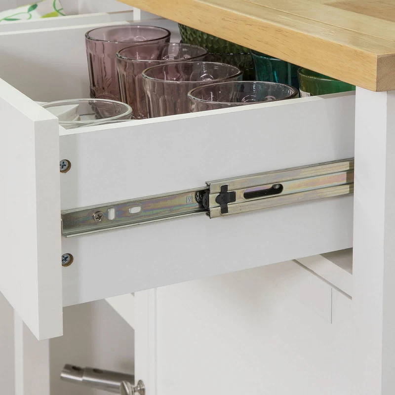 SoBuy FKW62-WN Chariot de Service 1 porte-bouteilles 2 tiroirs
