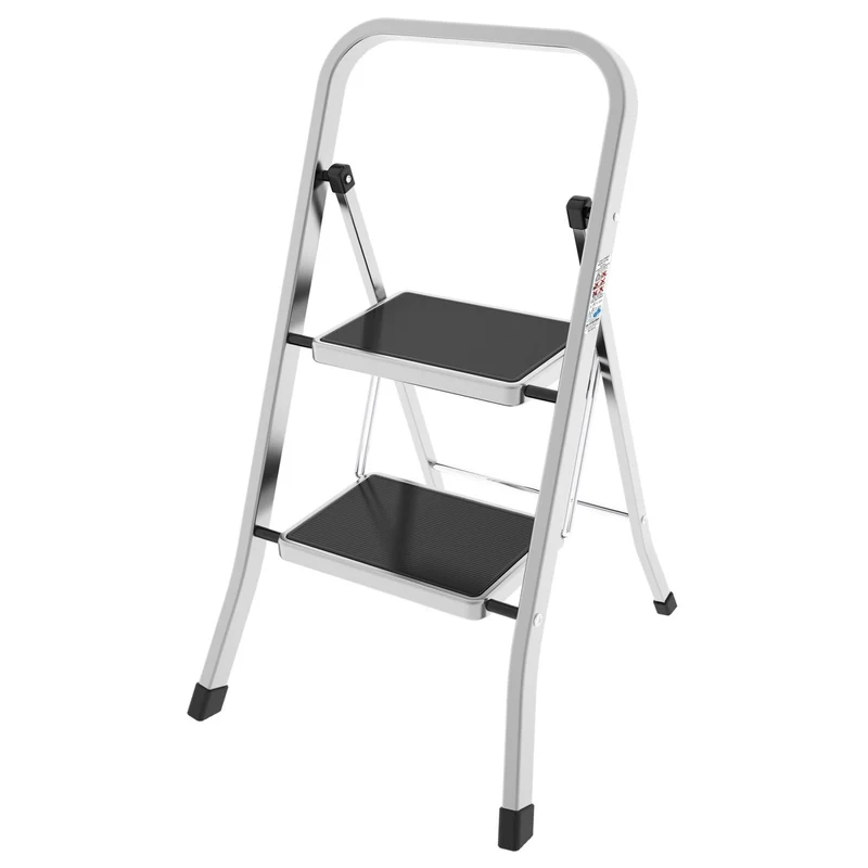 Colombo FACTOTUM ALUMINIUM - Escabeau 2 marches, Petit Escabeau Pliable, dimension marches 30x21 cm, charge max.150 kg, Fabriqué en Italie