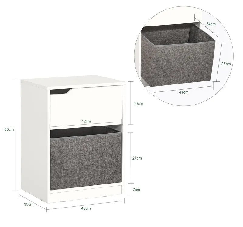 SoBuy FBT109-W Bout de Canapé Table de Chevet Table d'Appoint Table café Table Basse avec avec tiroir et panier