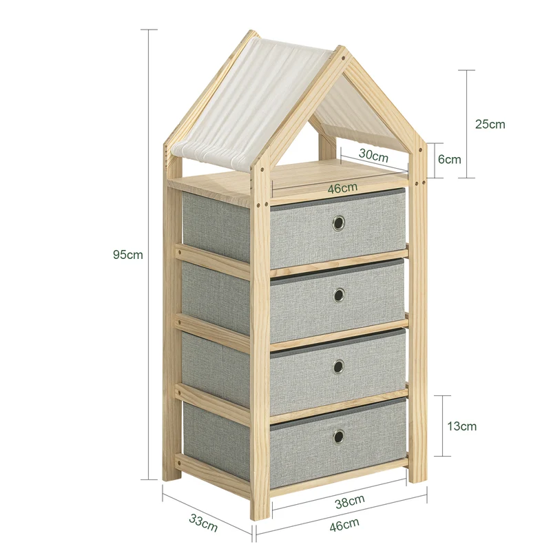 SoBuy STR08-N Étagère de rangement pour Enfants Étagère Multifonctionnel en Design de Château avec 4 paniers en tissu