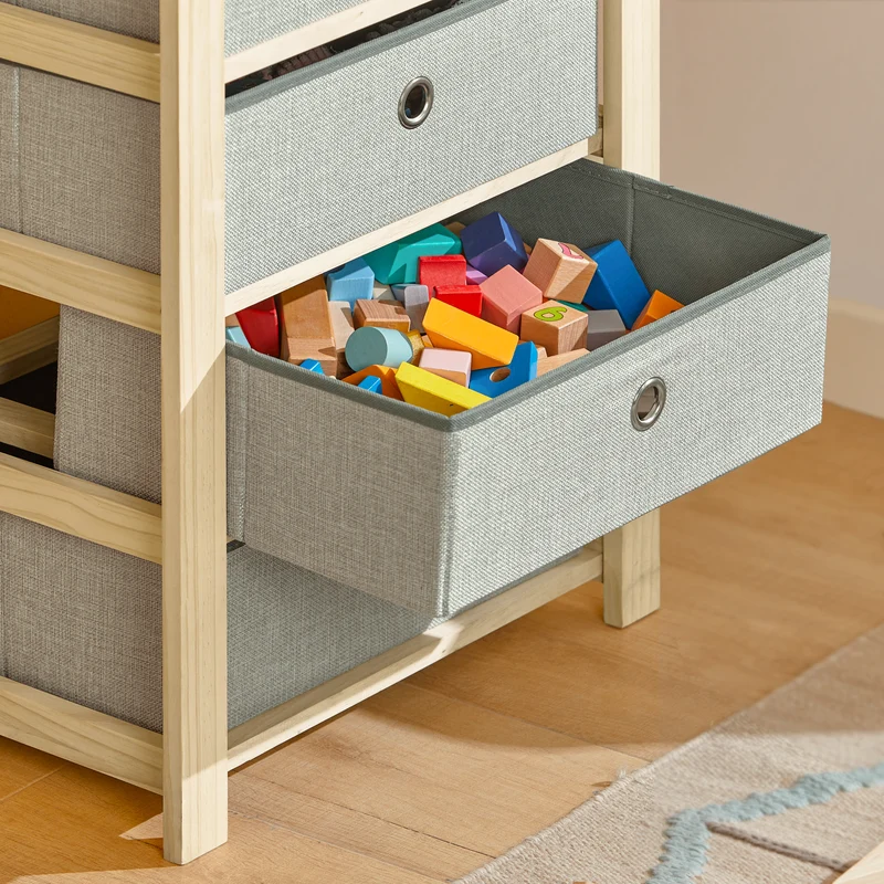 SoBuy STR08-N Étagère de rangement pour Enfants Étagère Multifonctionnel en Design de Château avec 4 paniers en tissu
