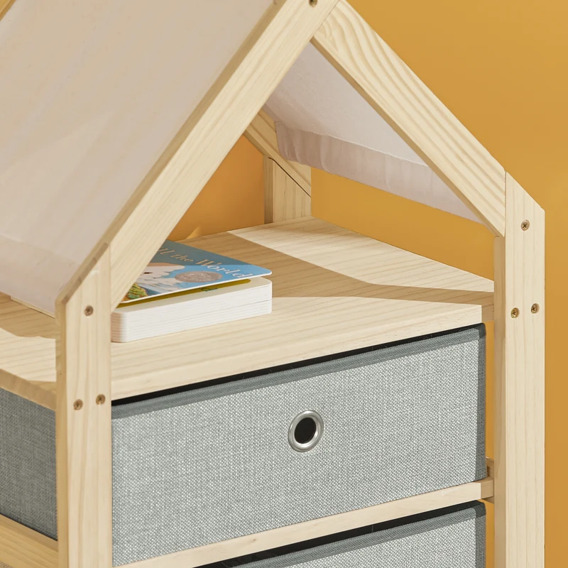 SoBuy STR08-N Étagère de rangement pour Enfants Étagère Multifonctionnel en Design de Château avec 4 paniers en tissu