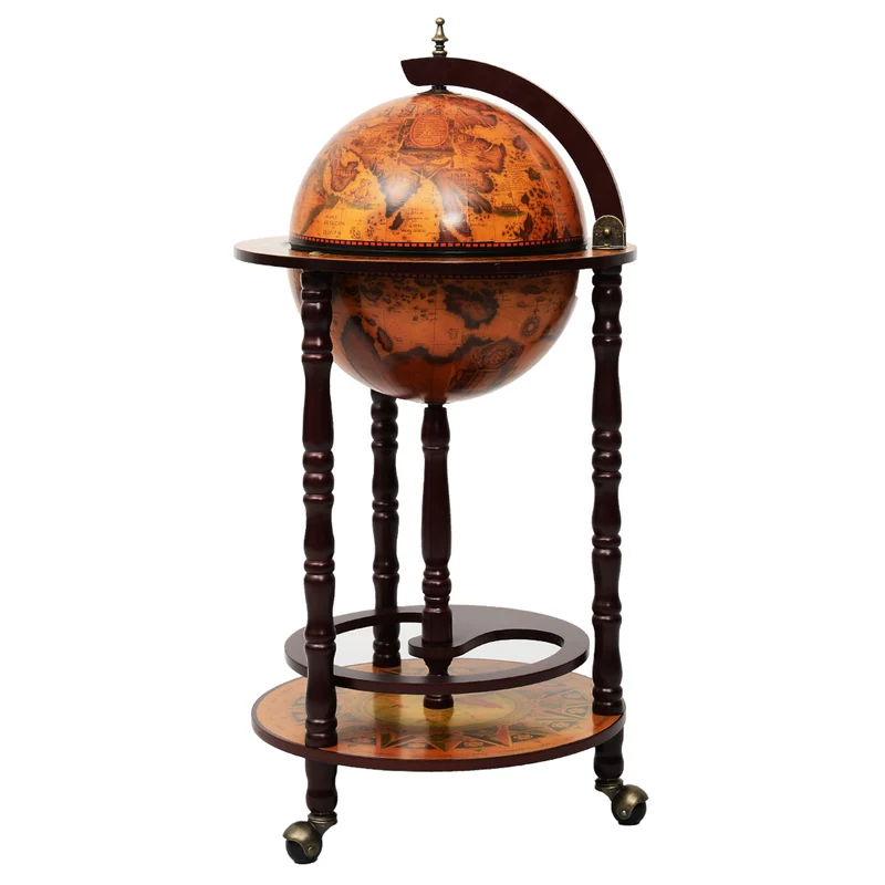 Costway - Bar Globe, Casier a Bouteille, Porte Bouteille Vin, Range Bouteille, en Bois Rack/Cabinet globe italien du 16e siècle avec 3 pieds
