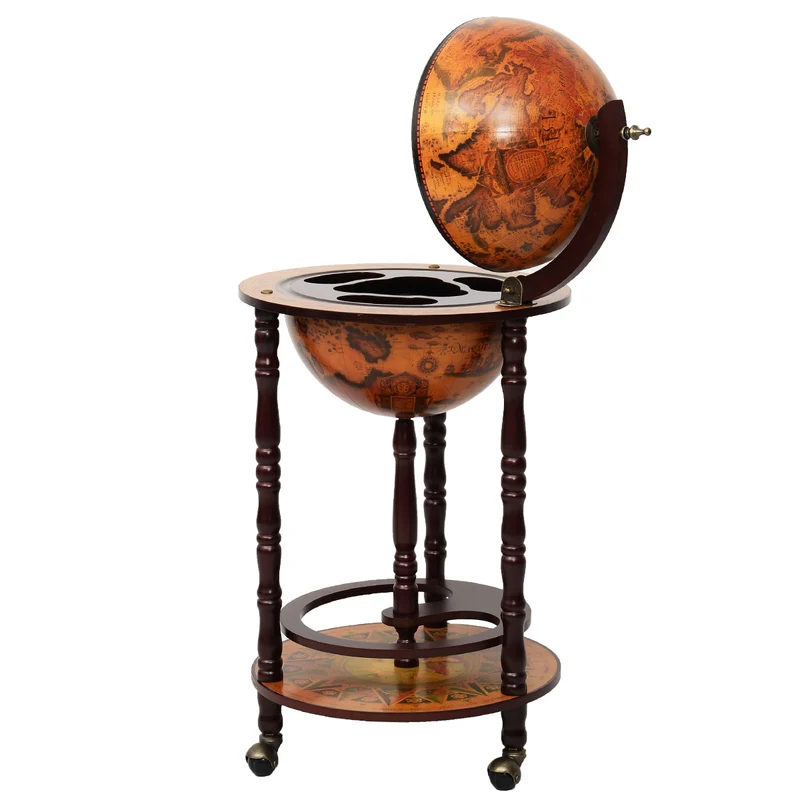 Costway - Bar Globe, Casier a Bouteille, Porte Bouteille Vin, Range Bouteille, en Bois Rack/Cabinet globe italien du 16e siècle avec 3 pieds