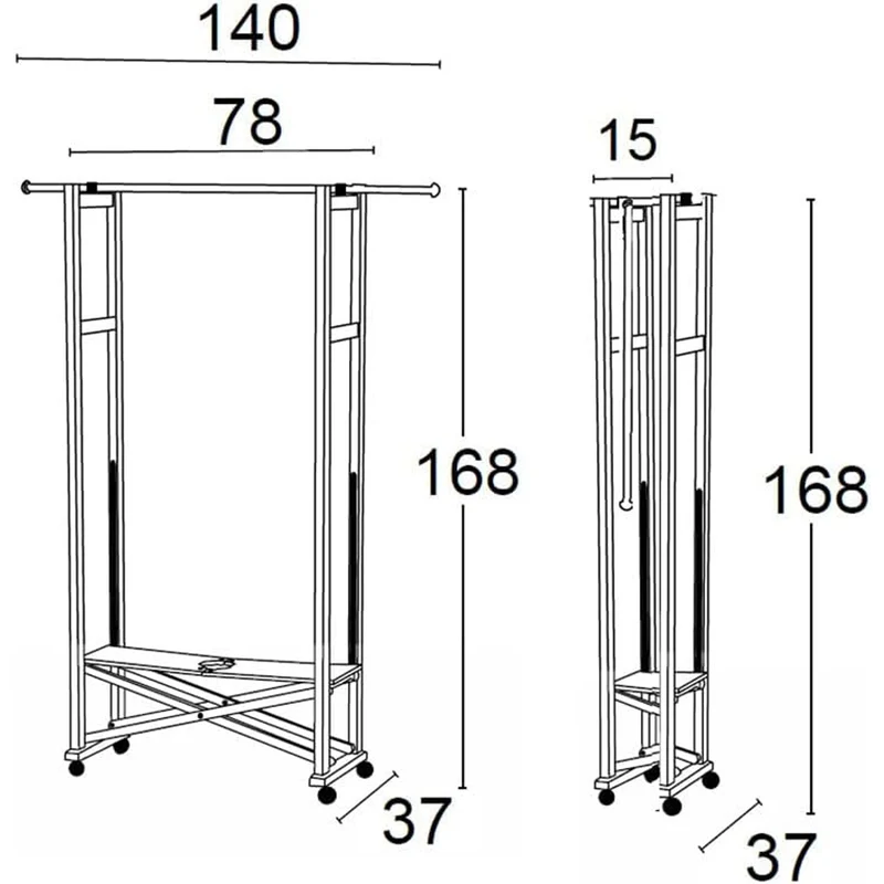 ARIT ELIOS - Portant Vetement Bois, de Hêtre, Penderie, sur Roulettes, Made in Italy, Portant a Vêtement Pliable, Tringle Extensible, Couleur Blanc