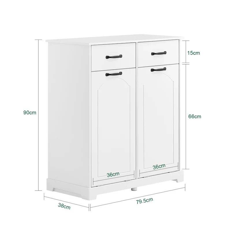 SoBuy BZR208-W Meuble Salle de Bain avec Panier à Linge, 2 Paniers et Tiroirs, pour Salle de Bain et WC, Rangement Optimisé – L79,5×P38×H90 cm, Bois, Blanc