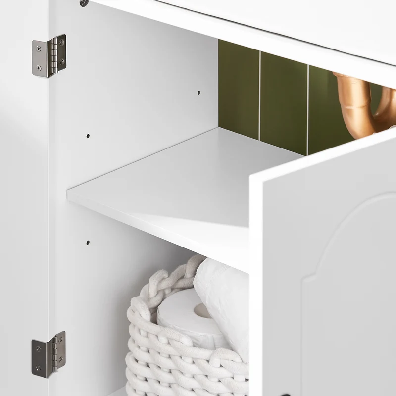 SoBuy BZR205-W Meuble Sous Lavabo avec Étagères Réglables – L60 × P30 × H60 cm, Blanc