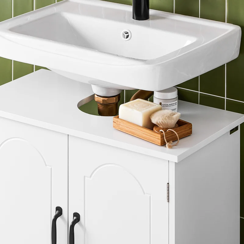 SoBuy BZR205-W Meuble Sous Lavabo avec Étagères Réglables – L60 × P30 × H60 cm, Blanc