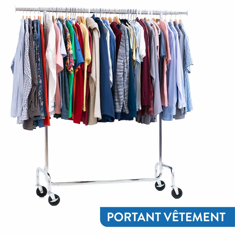 Tatkraft Didrik & Schild – Portant à vêtements solide avec housse imperméable transparente, sur roulettes, jusqu’à 130 kg, réglable de 110 à 150 cm