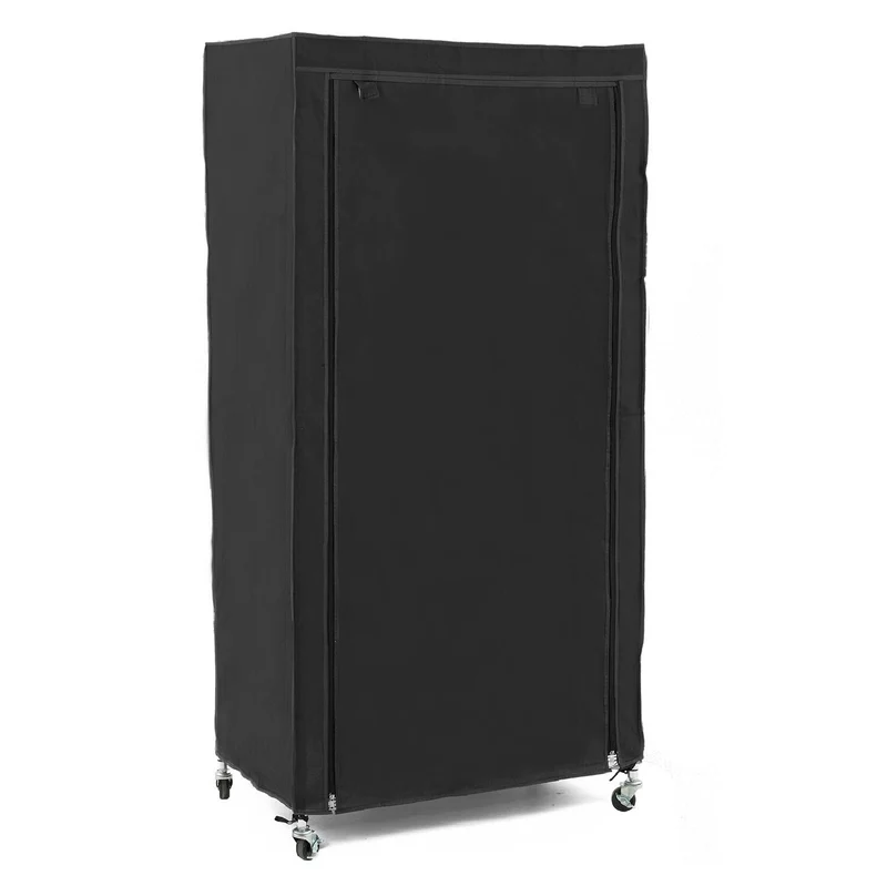 art moon Buffalo - Penderie tissu, armoire tissu avec roulettes, portant à vêtements solide jusqu’à 70 kg, range-chaussures, 75 × 45 × 156,5 cm, noir coton