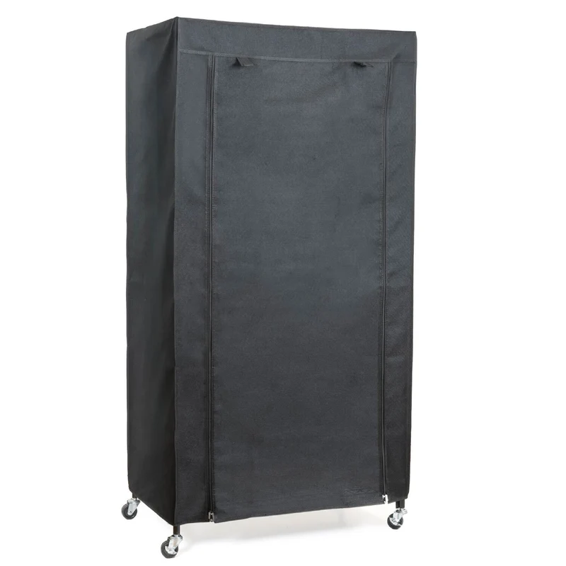 art moon Buffalo – Penderie en tissu sur roulettes avec 2 étagères et barre, jusqu’à 70 kg, 75 × 45 × 156,5 cm, aspect lin noir