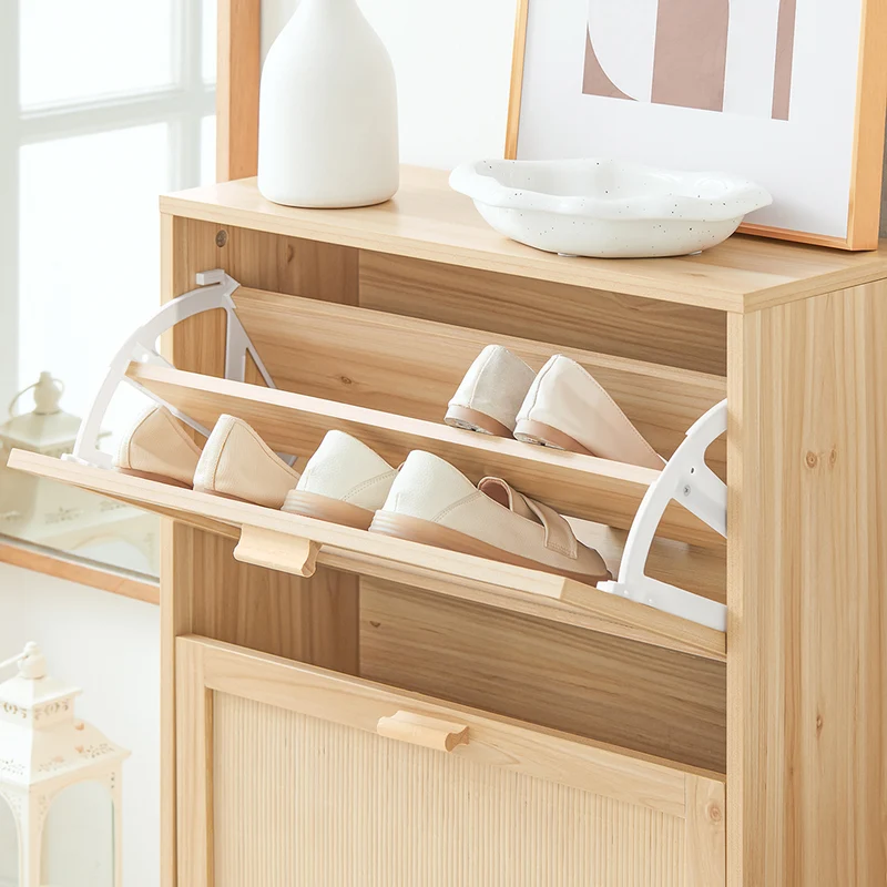 SoBuy FSR160-N Armoire à Chaussures 2 Abattants, Rangement pour Entrée Couloir – Naturel