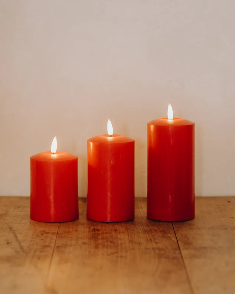 Bougie Bloc LED Rouge lot de 3