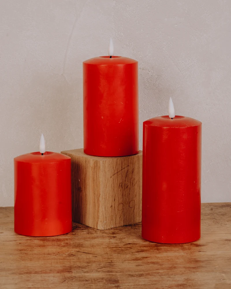 Bougie Bloc LED Rouge lot de 3