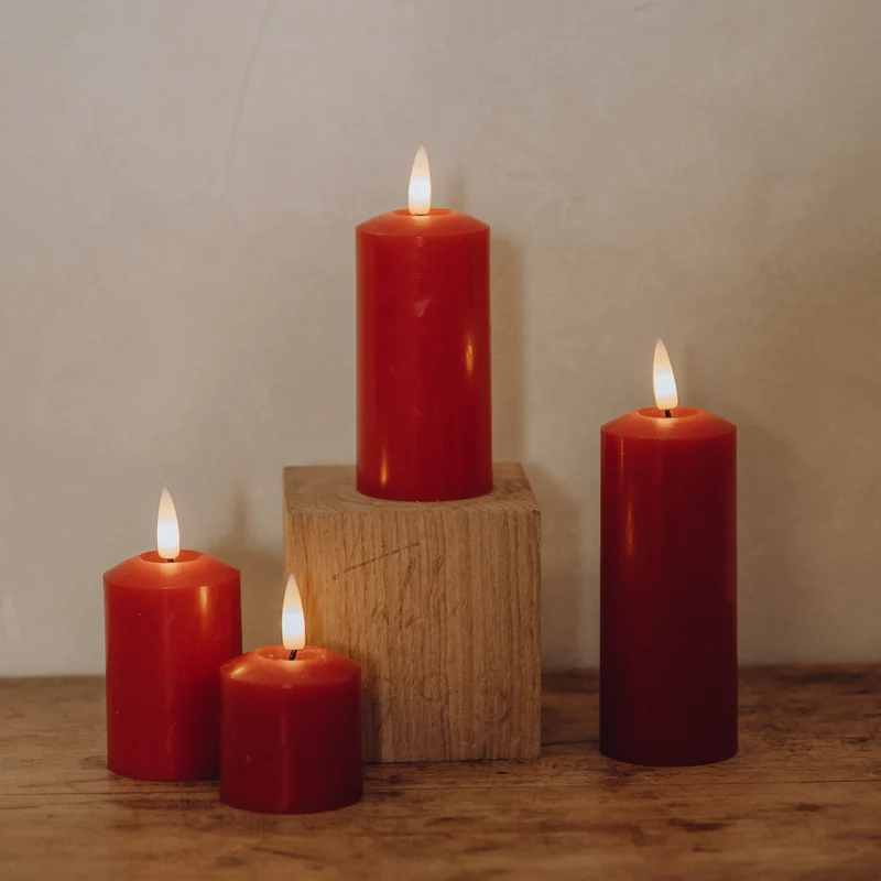 Bougie Bloc LED Rouge lot de 4