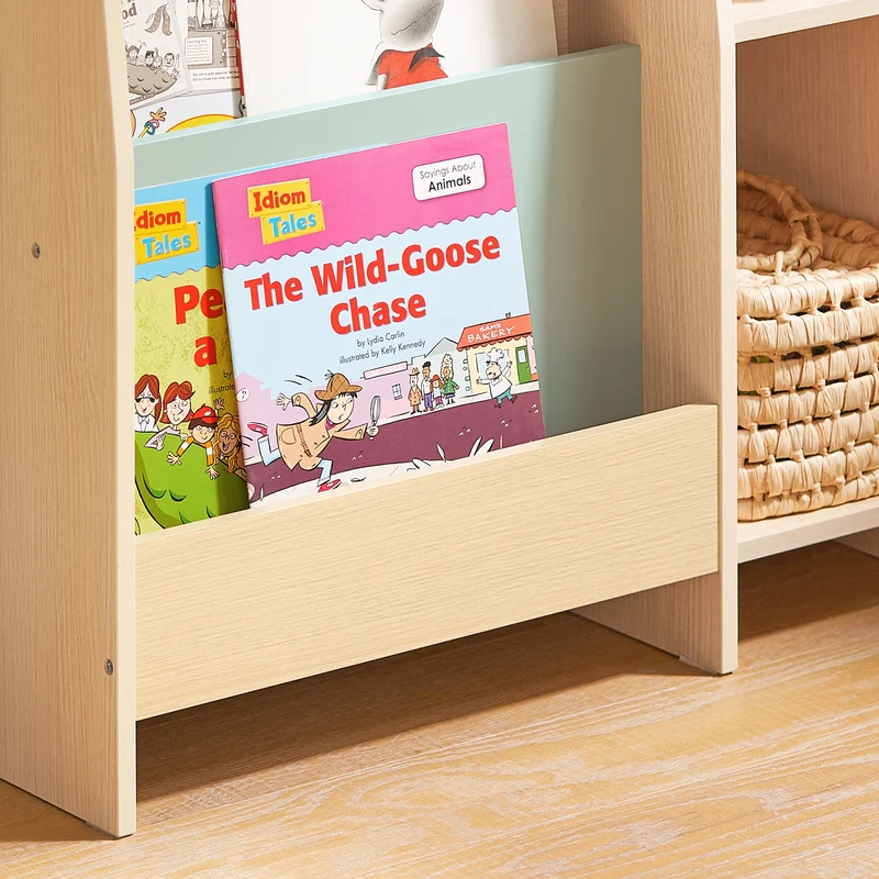 SoBuy KMB114-GR Bibliothèque Enfant avec 4 Étagères et 3 Compartiments, pour Chambre d’Enfant, Rangement Optimisé, Design Fonctionnel – L63×P30×H90 cm, Vert