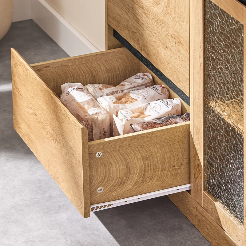 SoBuy FSB99-N Buffet Bas Multifonction avec 3 Portes et 3 Tiroirs, Meuble Rangement pour Cuisine, Salle à Manger ou Entrée, Naturel 112×40×89 cm