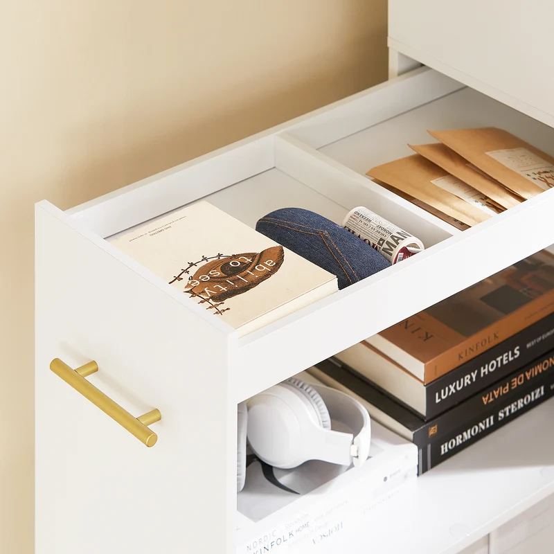 SoBuy ASK12-W Meuble Imprimante avec roulettes Support Imprimante Roulant Caisson de Bureau avec Compartiments Petit Meuble de Rangement Bureau Compact 60x33x100 cm Blanc