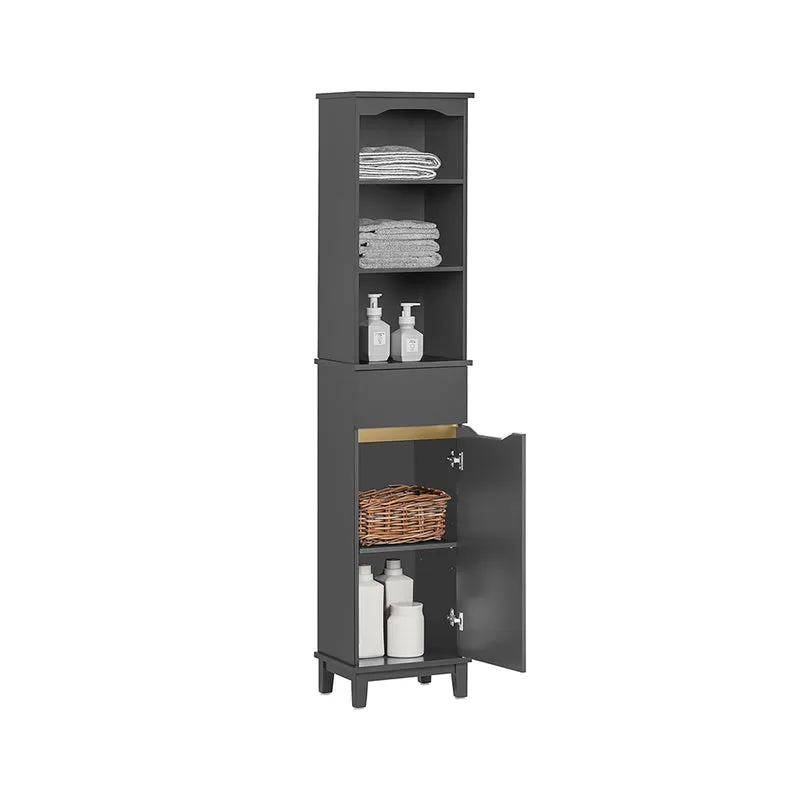SoBuy BZR112-DG Meuble Colonne de Salle de Bain, Armoire Haute, Étagère de Rangement, Placard de Rangement