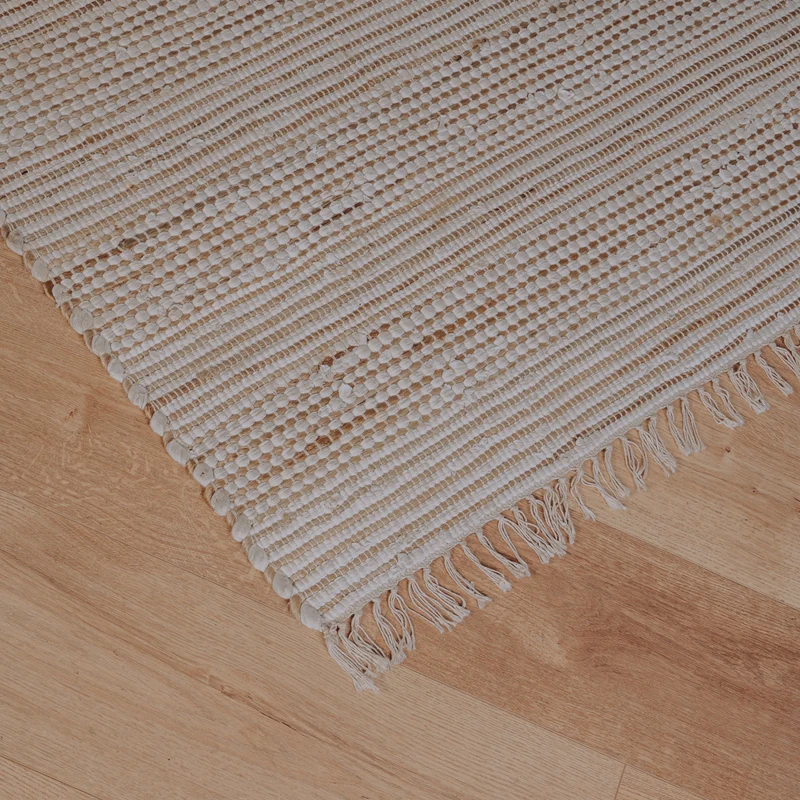 Tapis jute et coton blanc