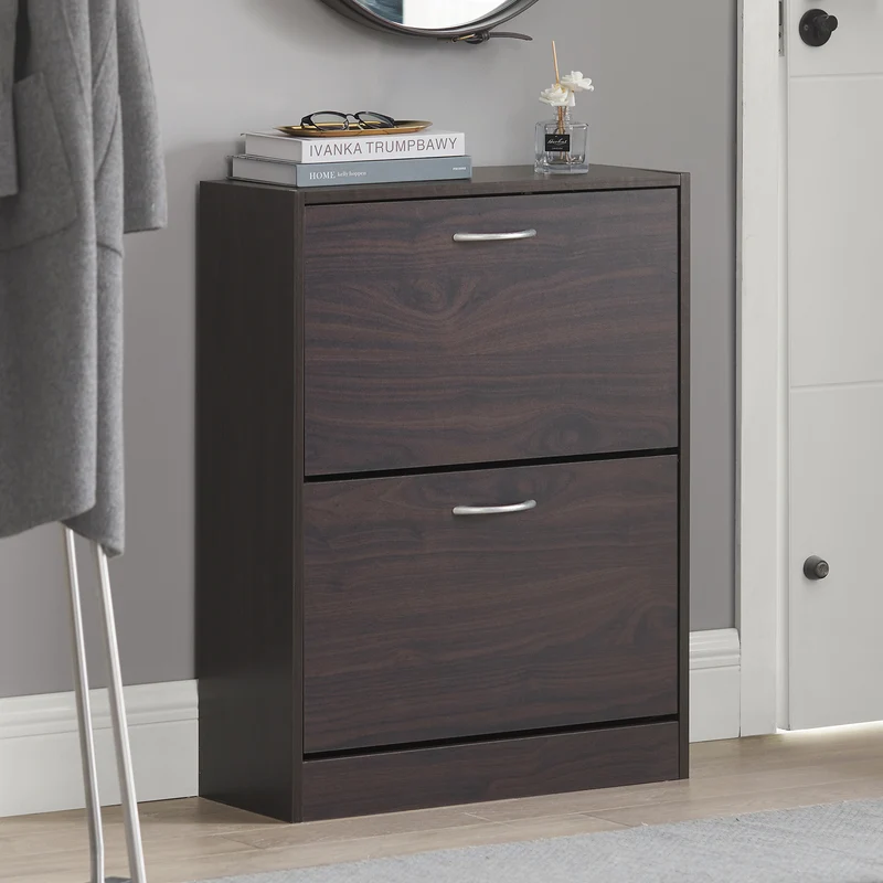 SoBuy FSR110-K-BR Armoire à Chaussures 2 Abattants, Rangement pour Entrée Couloir – 60x24x80 cm, Marron
