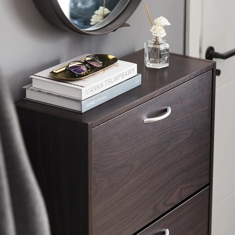SoBuy FSR110-BR Armoire à Chaussures 3 Abattants, Rangement pour Entrée Couloir – 60x24x115 cm, Marron