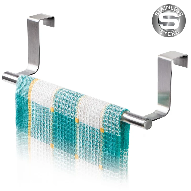 Tatkraft Horizon Porte Serviettes Torchons sur Porte, Barre Acier Inox à Suspendre sur Porte de Placard, Installation sans Perçage