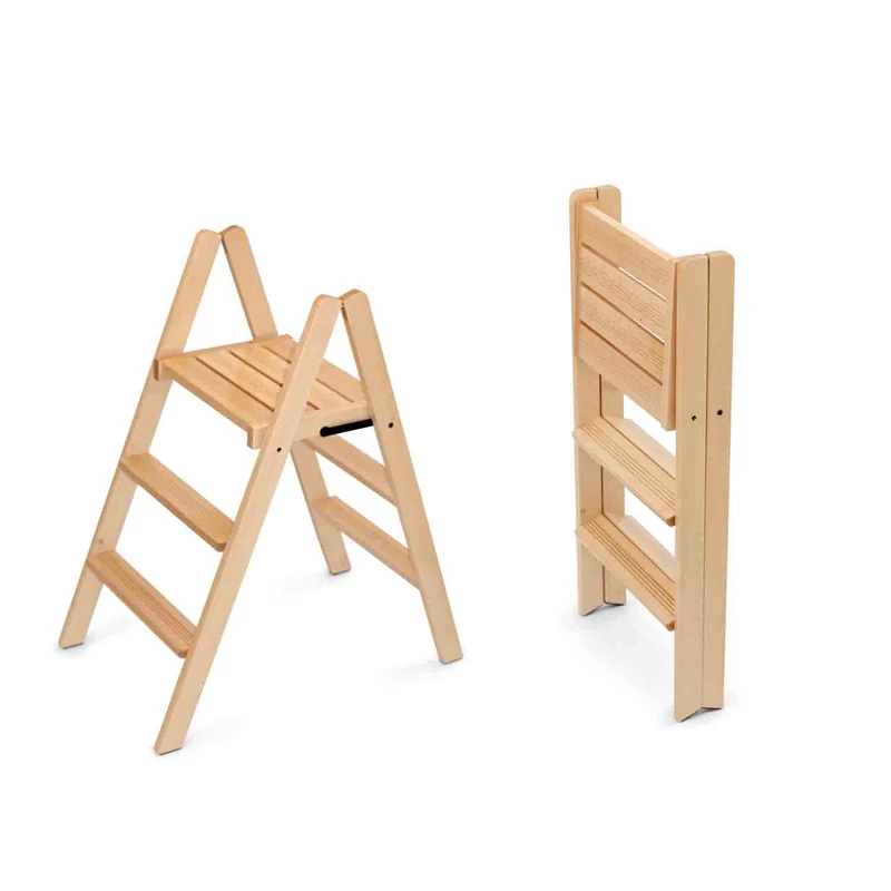 ARIT - Escabeau DOROTEA, Escabeau Bois, Escabeau Pliable, Tabouret Pliant, Petit Escabeau, équipé de 2 marches et d'une large plateforme