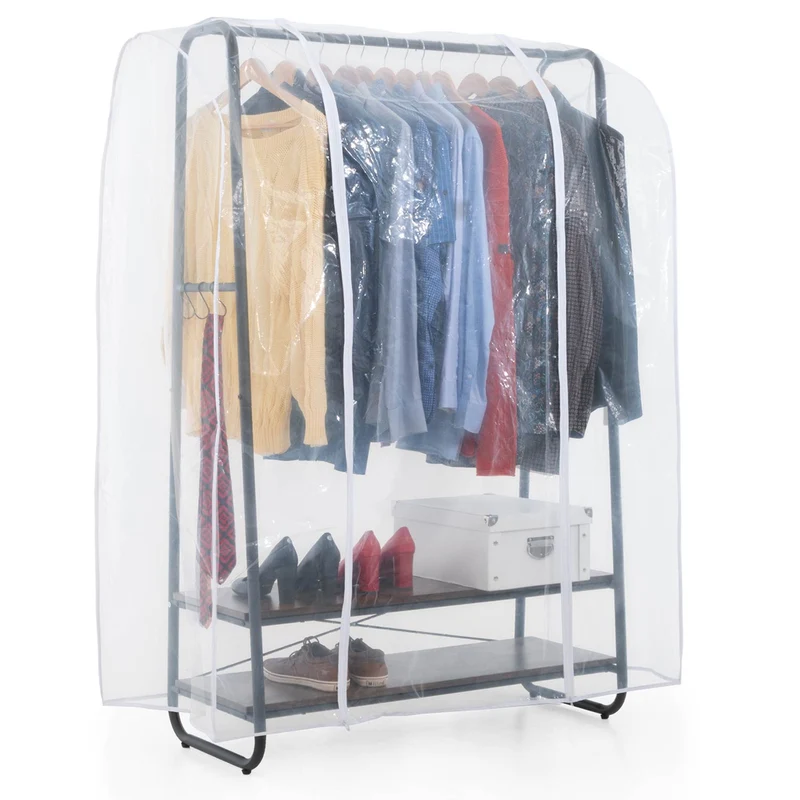 Tatkraft Anneli & Anwalt - Penderie Tissu, Armoire Tissu, Portant Vêtement Solide, 170 kg Capacité, avec Housse Waterproof Transparent