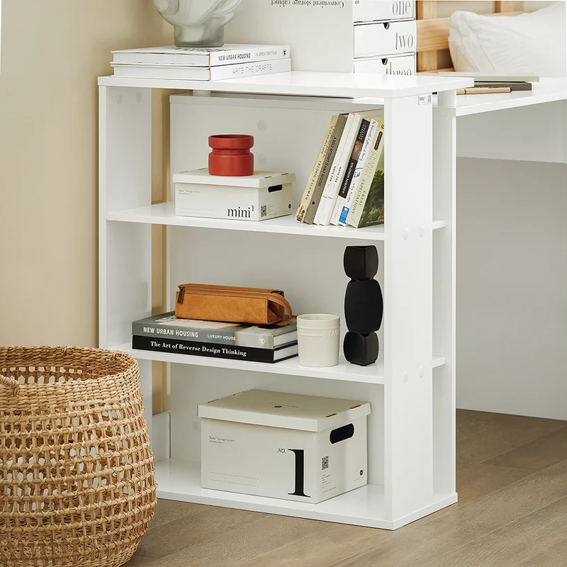 SoBuy FWT35-W Table Bureau Informatique Plan de Travail avec 3 étagères et 1 tiroir