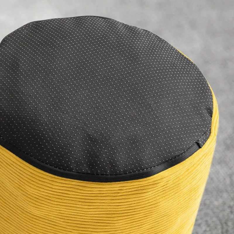 SoBuy FST100-Y Fauteuil Relax Scandinave en Velours Côtelé Jaune avec Pouf – Dossier Inclinable – 110×125×65 cm, Jaune